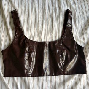 Forever 21 Chocolate Brown Faux Leather Crop Top